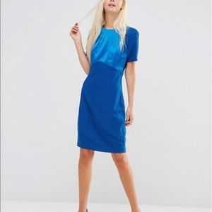 Y.A.S BLUE SHIFT DRESS WITH WOVEN TOP NEW
